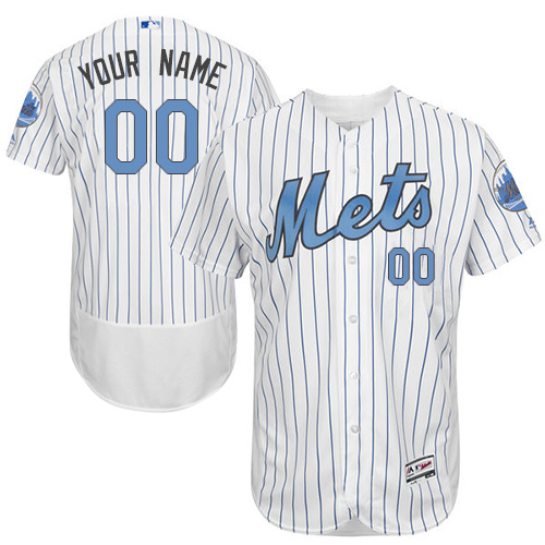Men's New York Mets Customized Authentic White 2016 Father's Day Fashion Flex Base Baseball Jersey