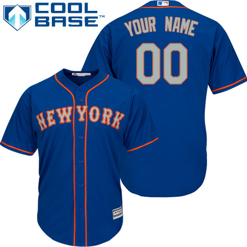 Men's New York Mets Customized Replica Royal Blue Alternate Road Cool Base Baseball Jersey