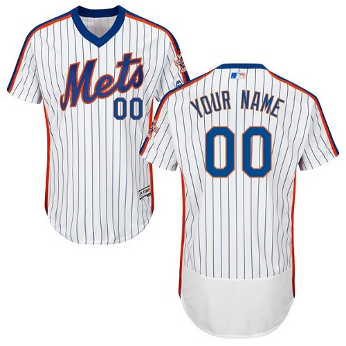 Men's New York Mets Customized White Alternate Flex Base Authentic Collection Baseball Jersey