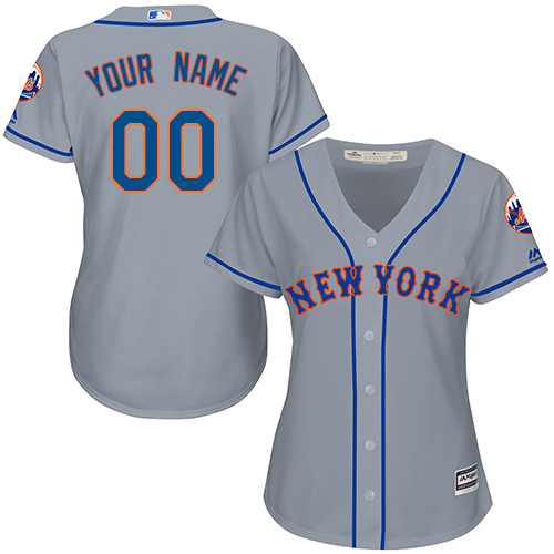 Women's New York Mets Customized Authentic Grey Road Cool Base Baseball Jersey