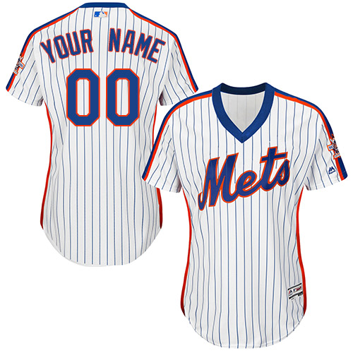 Women's New York Mets Customized Replica White Alternate Cool Base Baseball Jersey