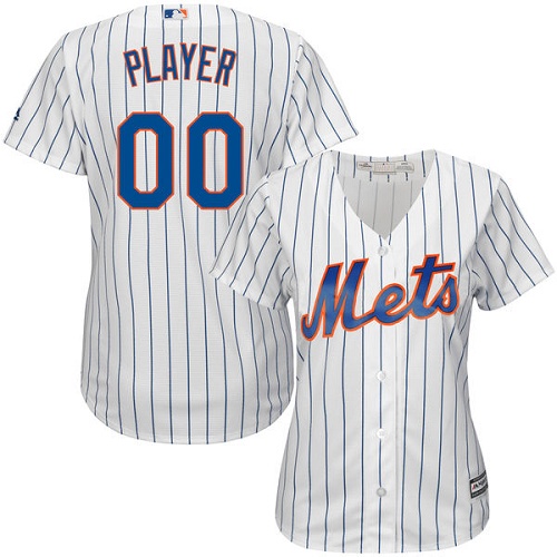 Women's New York Mets Customized Replica White Home Cool Base Baseball Jersey