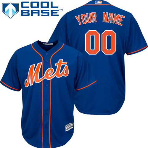 Youth New York Mets Customized Authentic Royal Blue Alternate Home Cool Base Baseball Jersey