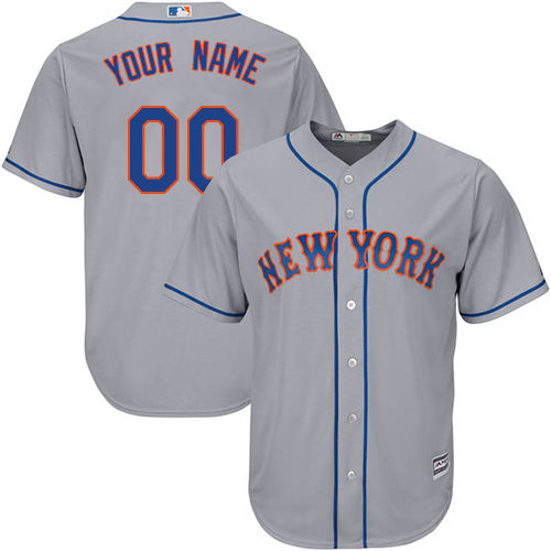Youth New York Mets Customized Replica Grey Road Cool Base Baseball Jersey
