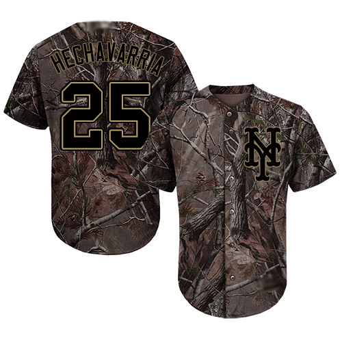 Authentic Men's Adeiny Hechavarria Camo Jersey - #25 Baseball New York Mets Flex Base Realtree Collection