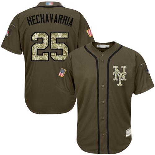 Authentic Men's Adeiny Hechavarria Green Jersey - #25 Baseball New York Mets Salute to Service