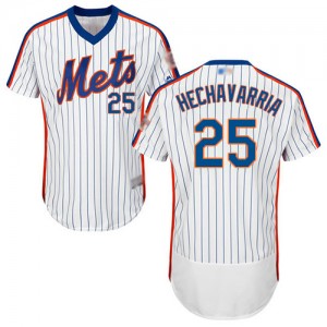 Authentic Men's Adeiny Hechavarria White Alternate Jersey - #25 Baseball New York Mets Flex Base