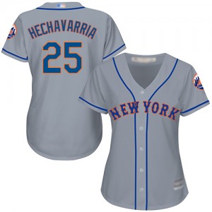 Authentic Women's Adeiny Hechavarria Grey Road Jersey - #25 Baseball New York Mets Cool Base