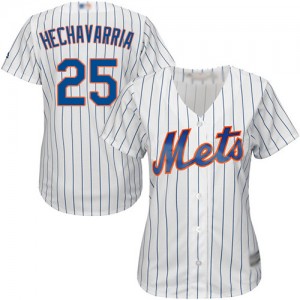 Authentic Women's Adeiny Hechavarria White Home Jersey - #25 Baseball New York Mets Cool Base