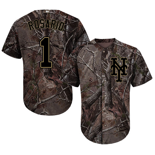 Authentic Men's Amed Rosario Camo Jersey - #1 Baseball New York Mets Flex Base Realtree Collection
