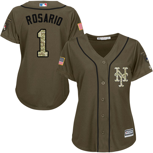 Authentic Women's Amed Rosario Green Jersey - #1 Baseball New York Mets Salute to Service
