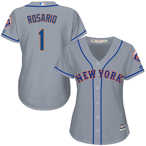 Authentic Women's Amed Rosario Grey Road Jersey - #1 Baseball New York Mets Cool Base
