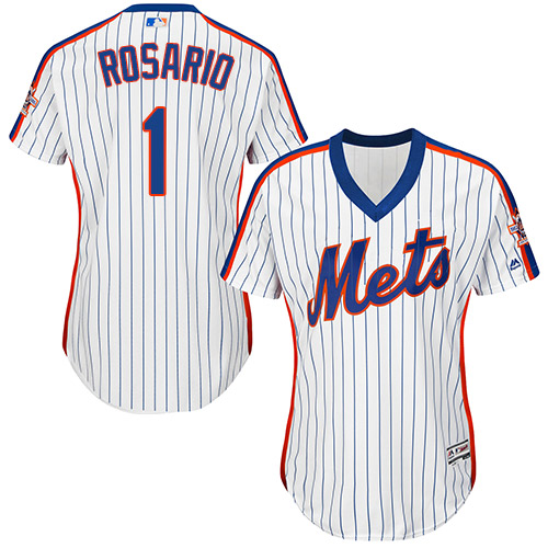 Authentic Women's Amed Rosario White Alternate Jersey - #1 Baseball New York Mets Cool Base
