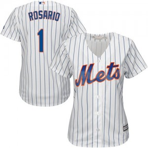 Authentic Women's Amed Rosario White Home Jersey - #1 Baseball New York Mets Cool Base