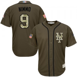 Authentic Men's Brandon Nimmo Green Jersey - #9 Baseball New York Mets Salute to Service