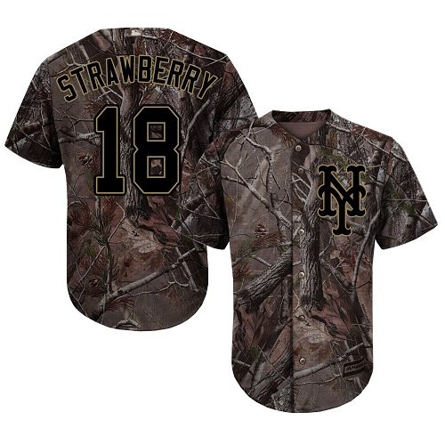 Authentic Men's Darryl Strawberry Camo Jersey - #18 Baseball New York Mets Flex Base Realtree Collection