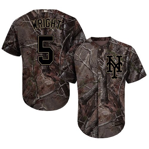 Authentic Men's David Wright Camo Jersey - #5 Baseball New York Mets Flex Base Realtree Collection