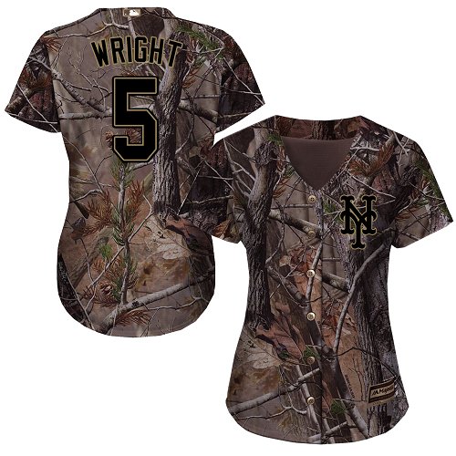 Authentic Women's David Wright Camo Jersey - #5 Baseball New York Mets Flex Base Realtree Collection