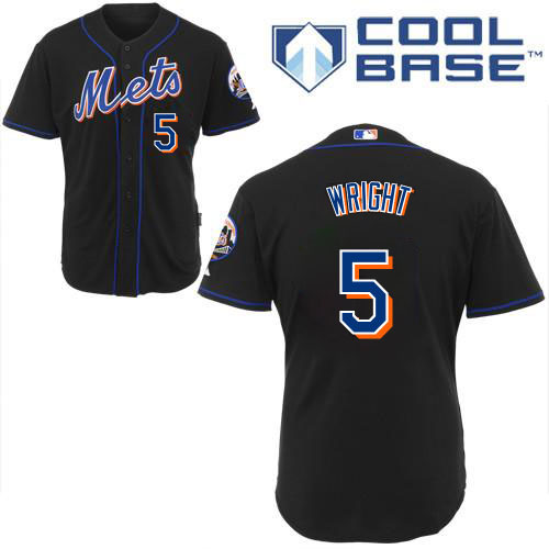 Men's New York Mets #5 David Wright Authentic Black Cool Base Baseball Jersey