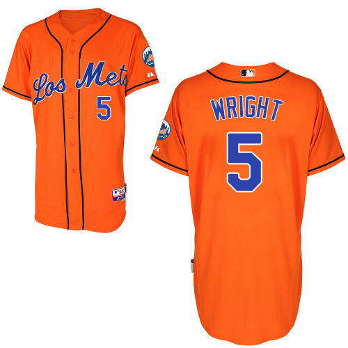 Men's New York Mets #5 David Wright Authentic Orange Los Mets Cool Base Baseball Jersey
