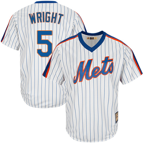 Men's New York Mets #5 David Wright Authentic White Cooperstown Baseball Jersey