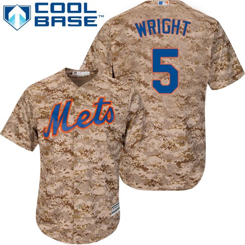 New York Mets David Wright #5 Camo Stitched Cool Base Jersey Size