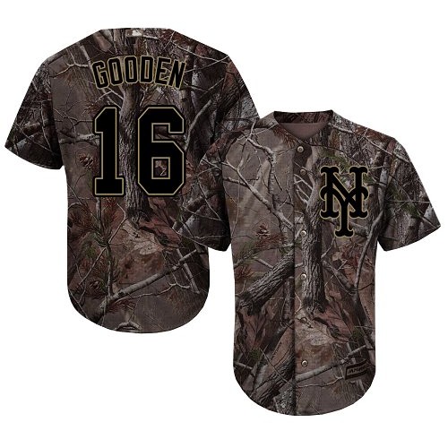 Authentic Men's Dwight Gooden Camo Jersey - #16 Baseball New York Mets Flex Base Realtree Collection