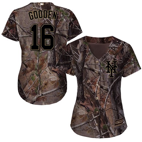 Authentic Women's Dwight Gooden Camo Jersey - #16 Baseball New York Mets Flex Base Realtree Collection