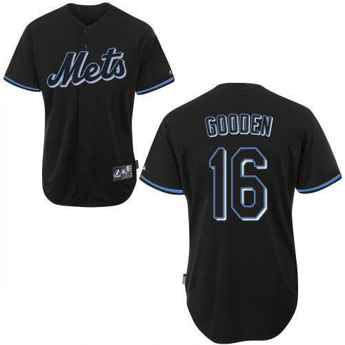 Men's New York Mets #16 Dwight Gooden Authentic Black Fashion Baseball Jersey