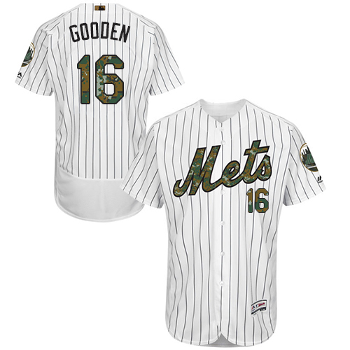 Men's New York Mets #16 Dwight Gooden Authentic White 2016 Memorial Day Fashion Flex Base Baseball Jersey