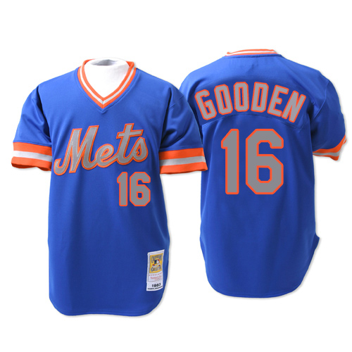 Men's New York Mets #16 Dwight Gooden Replica Blue 1983 Throwback Baseball Jersey