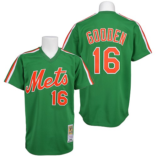 Men's New York Mets #16 Dwight Gooden Replica Green Throwback Baseball Jersey