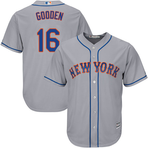 Men's New York Mets #16 Dwight Gooden Replica Grey Road Cool Base Baseball Jersey