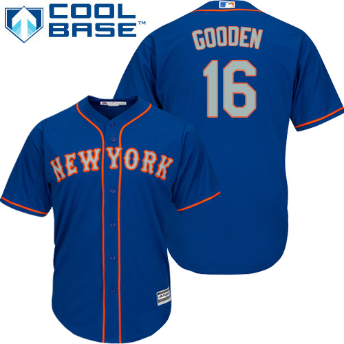 Men's New York Mets #16 Dwight Gooden Replica Royal Blue Alternate Road Cool Base Baseball Jersey