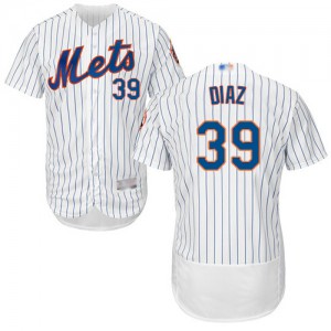 Authentic Men's Edwin Diaz White Home Jersey - #39 Baseball New York Mets Flex Base
