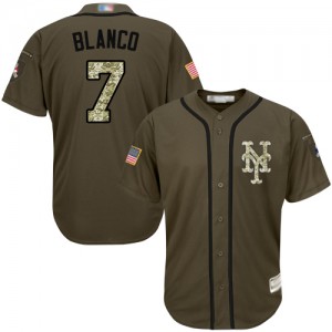 Authentic Men's Gregor Blanco Green Jersey - #7 Baseball New York Mets Salute to Service