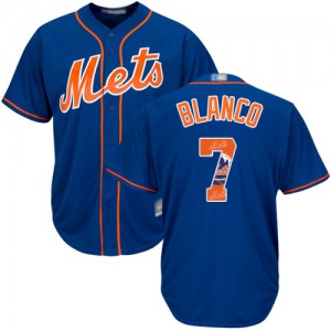 Authentic Men's Gregor Blanco Royal Blue Jersey - #7 Baseball New York Mets Cool Base Team Logo Fashion