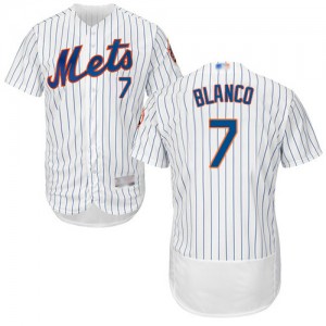 Authentic Men's Gregor Blanco White Home Jersey - #7 Baseball New York Mets Flex Base