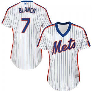 Authentic Women's Gregor Blanco White Alternate Jersey - #7 Baseball New York Mets Cool Base