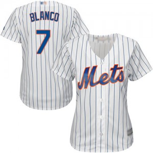 Authentic Women's Gregor Blanco White Home Jersey - #7 Baseball New York Mets Cool Base