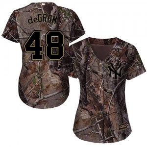 Authentic Women's Jacob deGrom Camo Jersey - #48 Baseball New York Mets Flex Base Realtree Collection