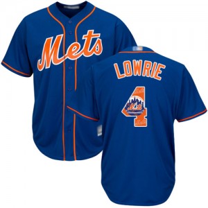 Authentic Men's Jed Lowrie Royal Blue Jersey - #4 Baseball New York Mets Cool Base Team Logo Fashion