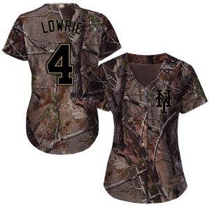 Authentic Women's Jed Lowrie Camo Jersey - #4 Baseball New York Mets Flex Base Realtree Collection