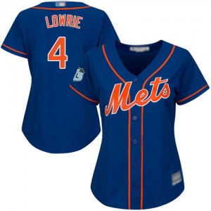Authentic Women's Jed Lowrie Royal Blue Alternate Home Jersey - #4 Baseball New York Mets Cool Base