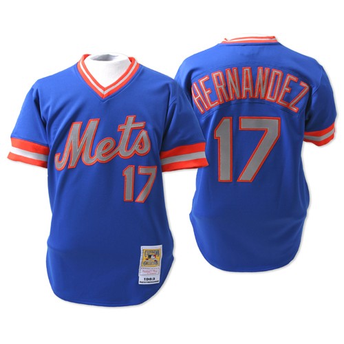 Men's New York Mets #17 Keith Hernandez Replica Blue Throwback Baseball Jersey