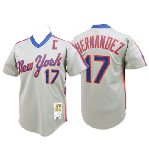 Men's New York Mets #17 Keith Hernandez Replica Grey Throwback Baseball Jersey