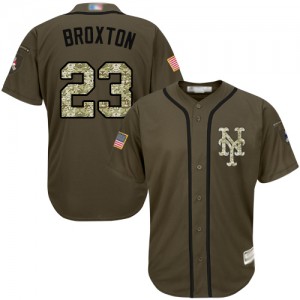 Authentic Men's Keon Broxton Green Jersey - #23 Baseball New York Mets Salute to Service
