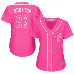Authentic Women's Keon Broxton Pink Jersey - #23 Baseball New York Mets Cool Base Fashion