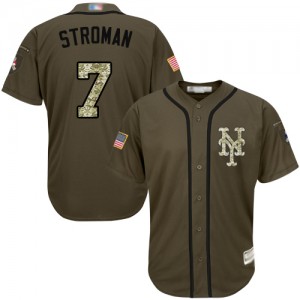 Authentic Men's Marcus Stroman Green Jersey - #7 Baseball New York Mets Salute to Service