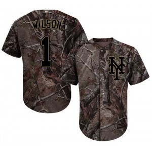 Authentic Men's Mookie Wilson Camo Jersey - #1 Baseball New York Mets Flex Base Realtree Collection